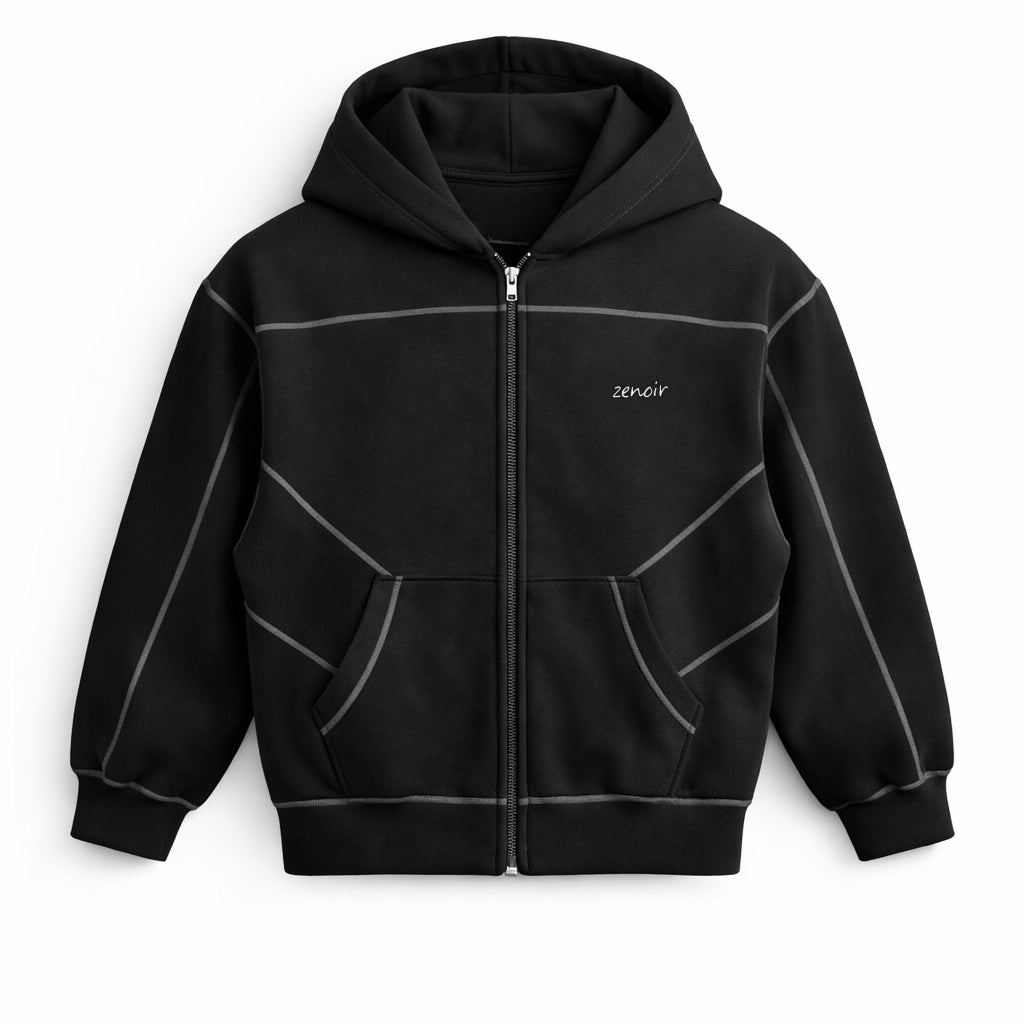 Zénøir Lined Zip-Up Hoodie Black