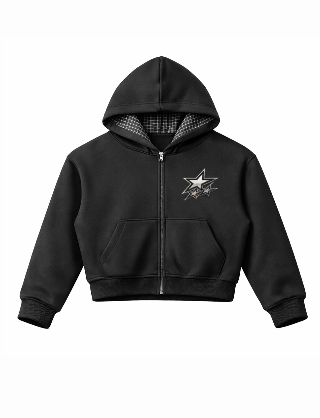 Zénøir Womens Star Zip-Up Hoodie Grey