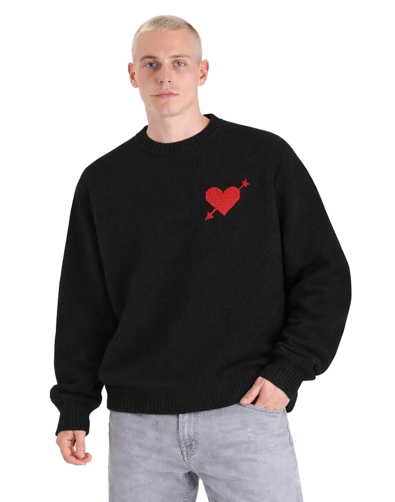 Zénøir-Heart Knitted Sweater Black