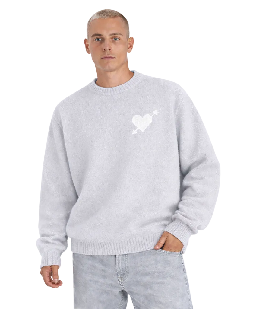 Zénøir-Heart Knitted Sweater Grey